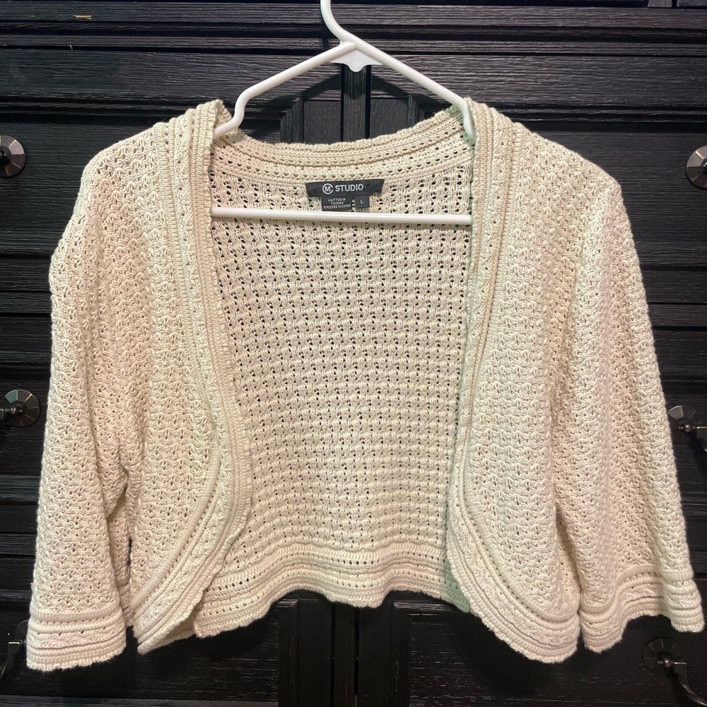 Studio Women's Cream Knit Shrug